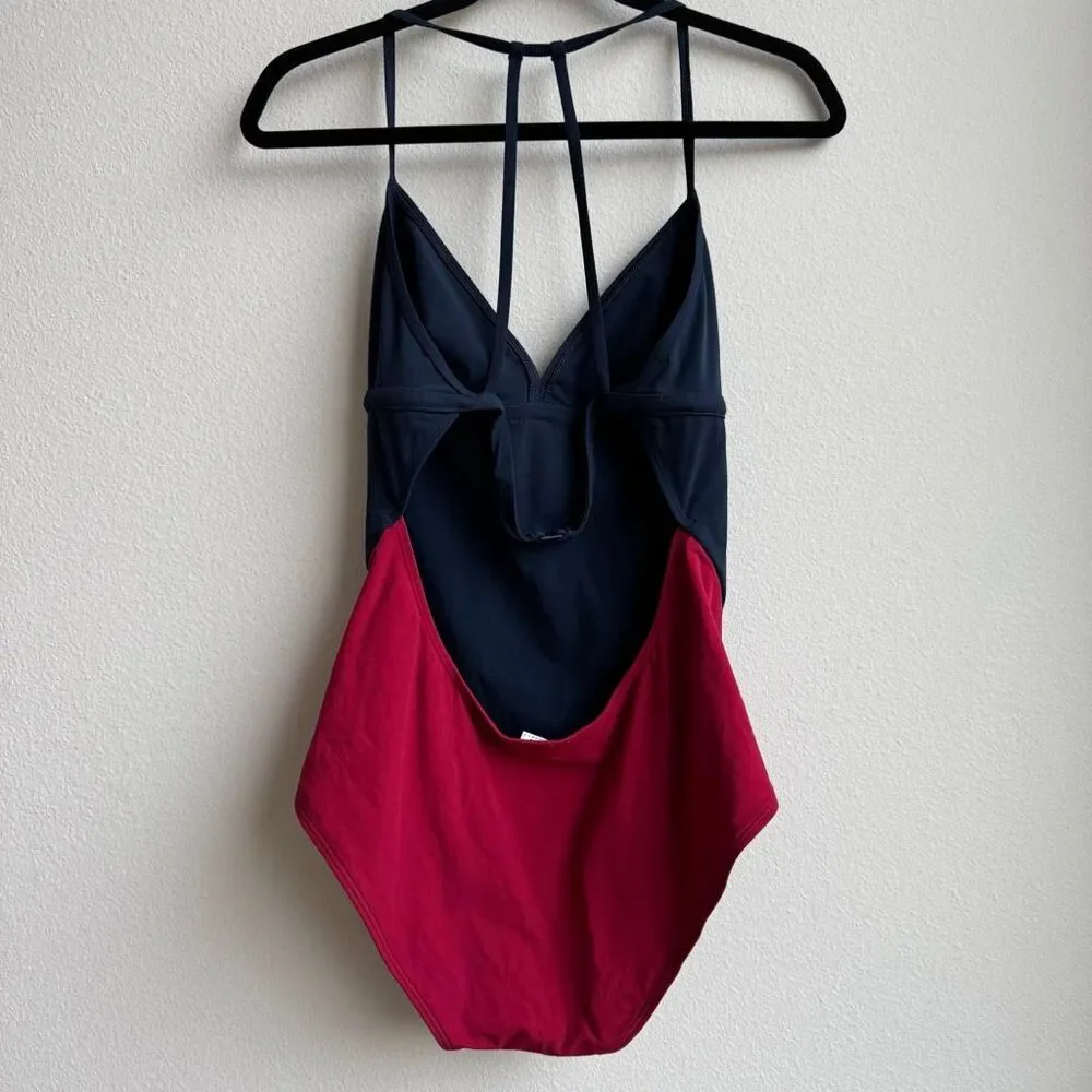 Flagpole Swim Women’s Large Navy Red Full Coverage One Piece Small Bathing Suit